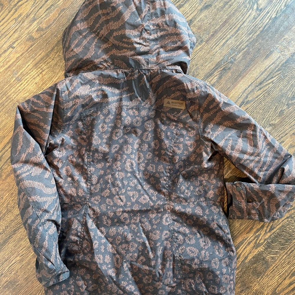 Brown and Black Patterned Hooded Jacket